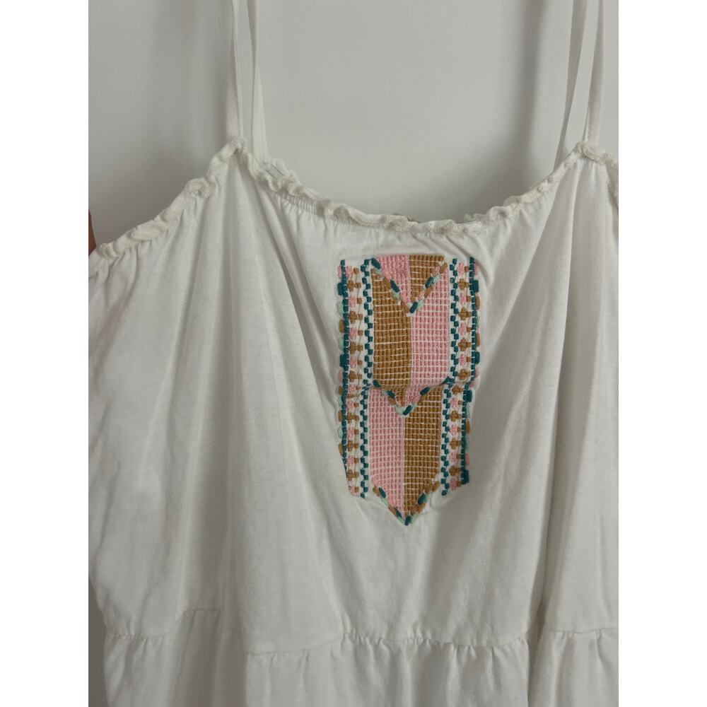Roxy Girl Embroidered Boho Tank – Size 12 Large – White Summer Top - Picture 3 of 6